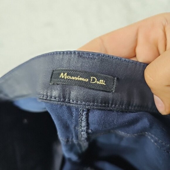 Massimo Dutti Jeans Womens Size 2 Waxed Dark Blue Skinny Fit Low Rise Stretch - Picture 3 of 13